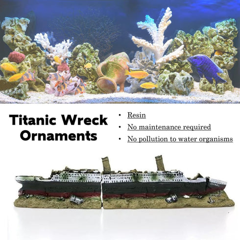 Resin Wreck Ornaments, Titanic Lost Wrecked Boat Ship Aquarium Decoration Ornament Wreck Ornaments
