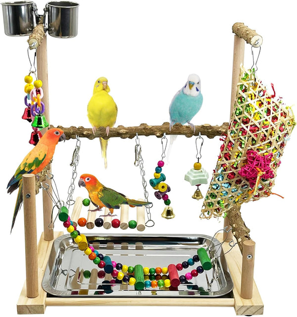 kathson Parrot Play Stand Parakeet Playground Bird Jungle Gym Wood Conure Playstand