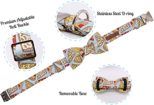 Unique Style Paws Dog Collar with Bow, Adjustable Bowtie Collar for Small Medium Large Dogs and Cats