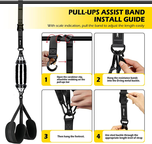 Pull Up Assistance Bands, Adjustable Heavy Duty Resistance Band for Home Fitness, 3 Pull Up Bands