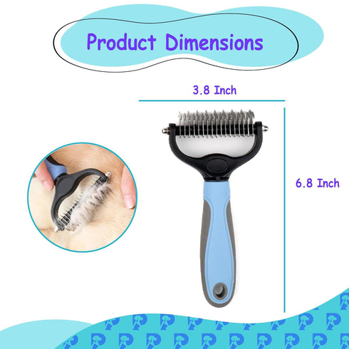 Double-Sided Pet Grooming Tool, Undercoat Rake for Dogs and Cats, Professional Dematting Brush and Shedding Comb