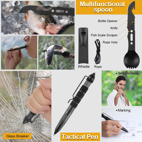 Survival Kit 19 in 1 Emergency Gear and Equipment for Men, Fishing Hunting Birthday Camping Accessories