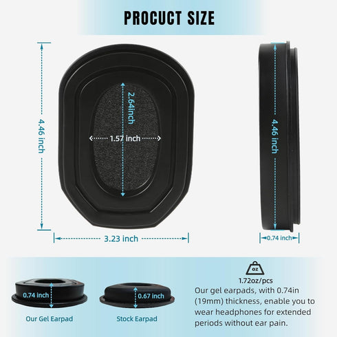 Yaherik Gel Ear Pads Replacement for Walker's Hearing Protection Earmuffs with Inner Cooling Gel& Sealed Bottom Shell