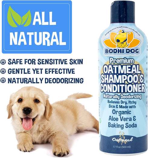 Bodhi Dog Shampoo Brush and Oatmeal Shampoo & Conditioner Bundle for Cats & Dogs, Quality Dog Wash Brush