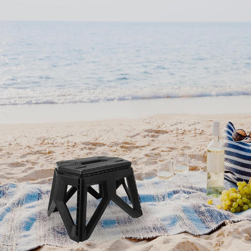 Folding Step Stool Portable Lightweight Plastic Camping Bench Non-Slip Foldable Outdoor Stool with Handle for Fishing