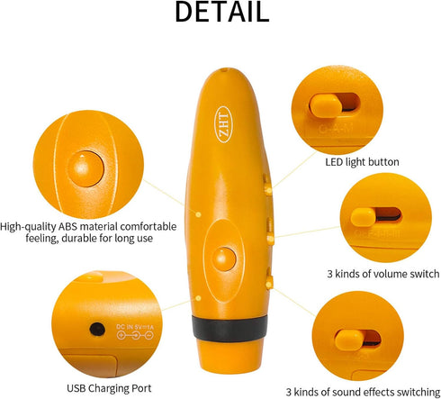 ZHT Electronic Whistles for Referees - USB Charging, 3 Tone High Volume Emergency Whistle for Coaches, Teachers,