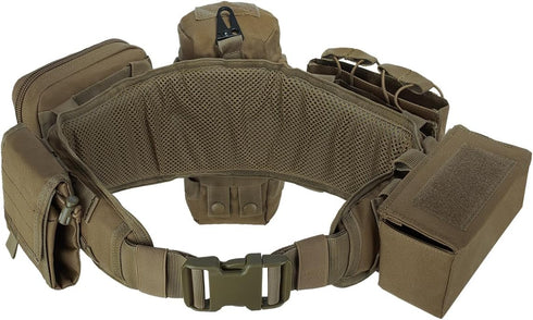 YAKEDA 5 in 1 Battle Belts, Law Enforcement Tactical Duty Padded Utility Belt with Pouches