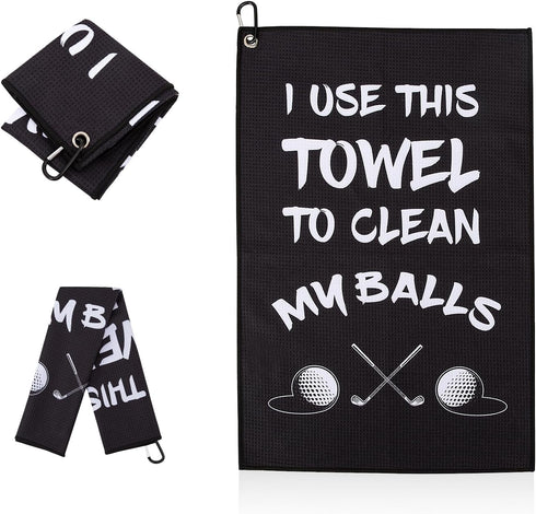 Funny Printed Golf Towel, Microfiber Golf Towels with Clip for Golf Bags, Gifts for Men