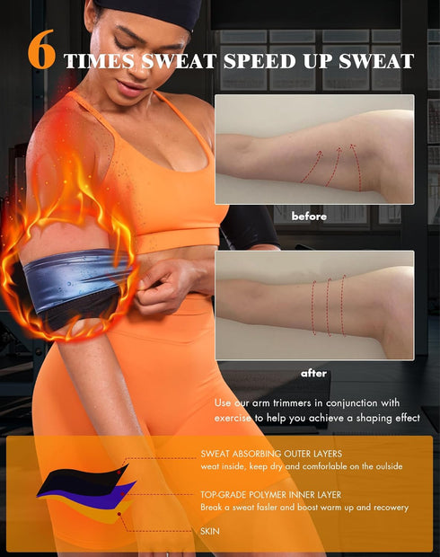 Trimmers Slimmers Women's Arm Compression Flabby Arms Sleeve Sweat Sauna Bands Shaper for Workout Gym