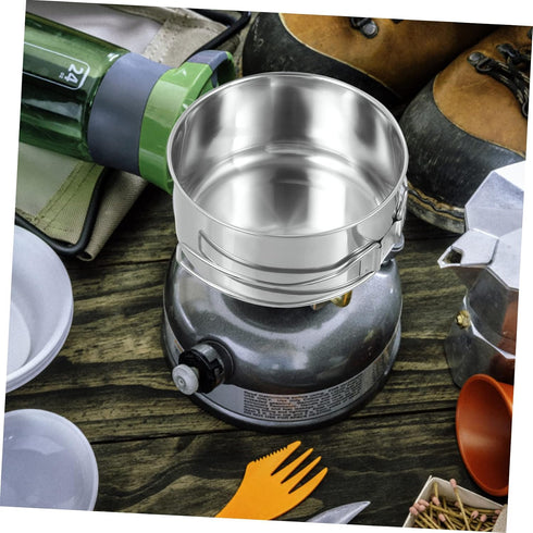 4pcs Set Happyyami Camping Pot Pan Stainless Steel Cookware Non-stick Surface Easy to Clean