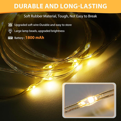 2Pack 4 1 32.8FT 6 Camping String Lights, in Quick Storage Camping Essentials Gear Rechargeable Tent Lights with Modes