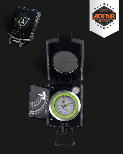 AF-4074 Scount,Geology AOFAR Military Compass for Hiking,Lensatic Sighting Waterproof,Durable,Inclinometer