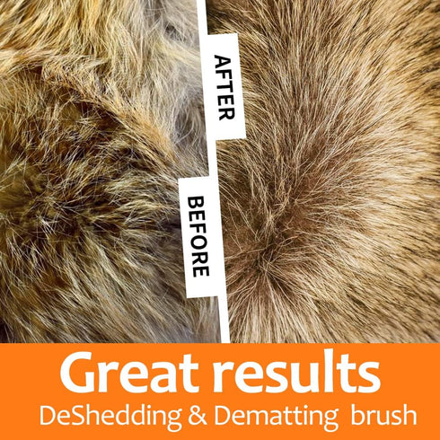 Undercoat Rake for Dogs, 2 in 1 Dematting Comb & DeShedding Tool for Long Hair Cats, Reduces Shedding