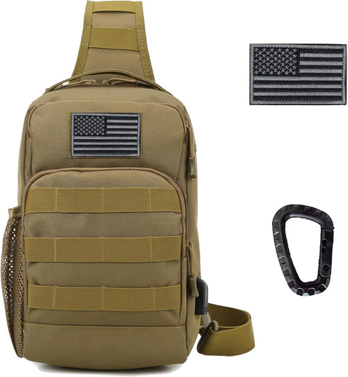 Valinov Tactical Shoulder Bag,Molle Shoulder Backpacks,Military Sling Daypack Backpack with USB Charging port
