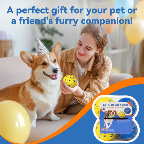 Pool(4 Pack) Indestructible Dog Ball Toy, Durable Dog Tennis Balls for Aggressive Chewers, High Bounce & Floating Balls
