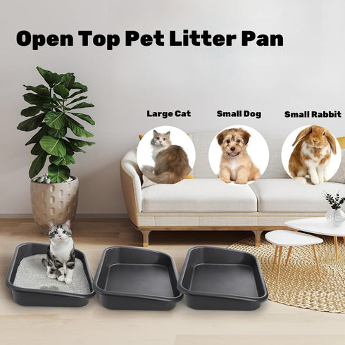 3 Pack 23" Tlence Low Entry Cat Litter Box, Open Top Pet Litter Pan for Kitten, Extra Large Senior Cat Travel Toilet
