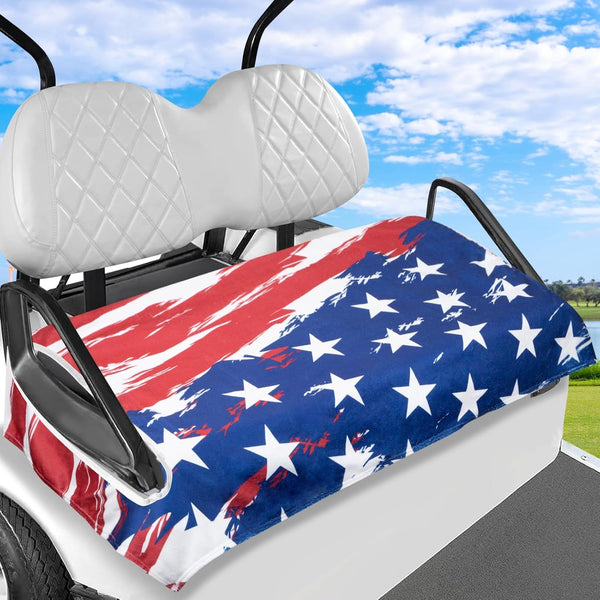 Golf Cart Seat Cover, 100% Microfiber Golf Cart Seat Towel Blanket for All 2-Seater Carts (USA Flag)