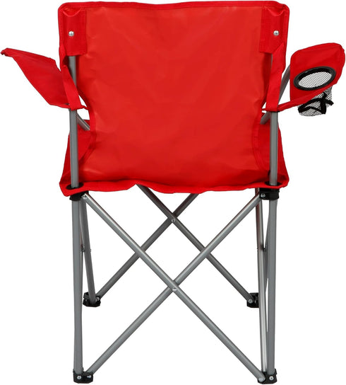 Generic Quad Folding Camp Chair with Cup Holder, Bright Red