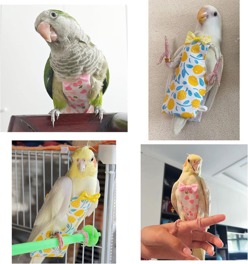 3-Packs Bird Diaper Flight Suit, Lightweight Reusable Washable Elastic-Straps Parrot Clothes for Peony/Monk Parakeet