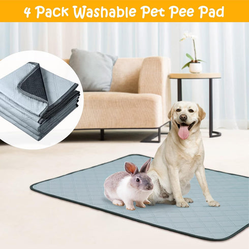4 Pack 24" 18" Guinea Pig Cage Liners Washable Super Absorbent Guinea Pig Bedding Waterproof Reusable Guinea Pig Pee