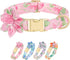 Beirui Cute Girl Dog Collars - Floral Dog Collar with Spring Flower Patterns, Soft Pink Pet Collars for Small Medium