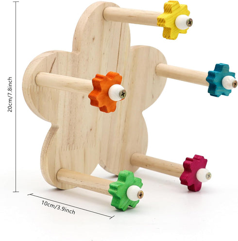 DVHEY 5 Bird Rotating Perch Toy,Durable Unique Wooden Ferris Wheel Parrot Toys with Perches,Bird Cage Accessories