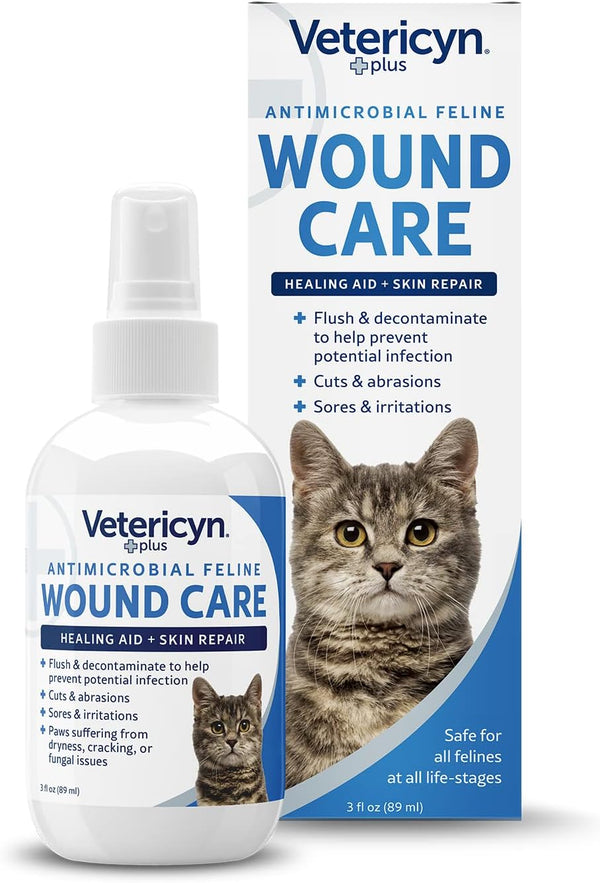 Vetericyn Plus Cat Wound Care Spray, Feline Healing Aid for Wounds, Sores, Abrasions, 3 Ounces