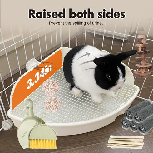 RUBYHOME Chinchilla 20 13.2 6 Rabbit Litter Box Large Bunny Guinea Pig Corner Litter Box Potty Trainer Bigger Pet Pan