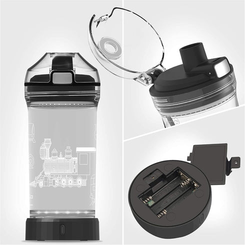 3D 14 OZ YuanDian Light Up Kids Water Bottle with Train Design- Tritan BPA Free - Cool Drinking Cups Gift for School