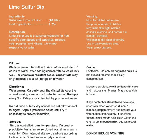 Classic's Lime Sulfur Dip (8 oz - Extra Strength Formula - Safe Solution for Pets)