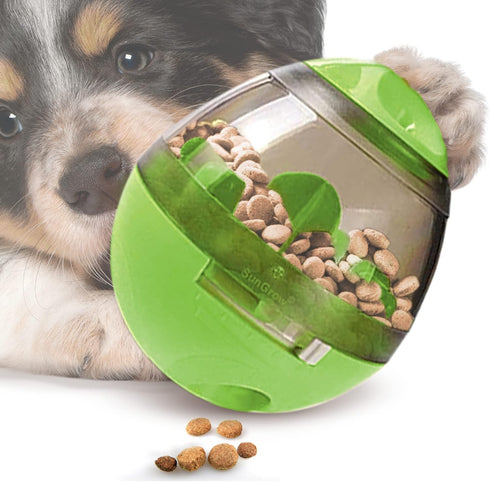 4.6 SunGrow Puppy, Small Dog Breeds, and Cat Treat Ball, Slow Pet Feeder, Boredom Buster, Adjustable Food Dispenser