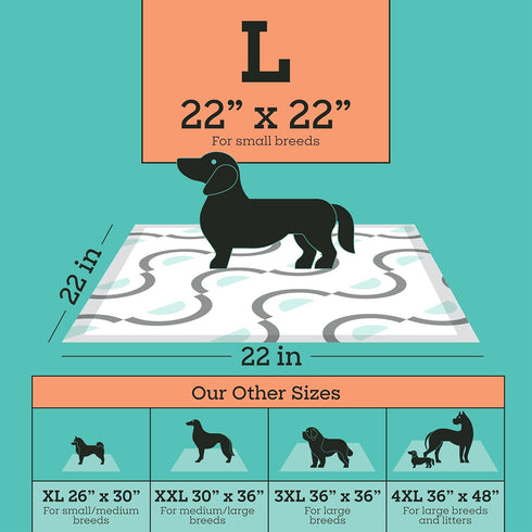 84 Count, 22" 22", Pet Life Unlimited Smart Prints Large Puppy Pads for Dogs, Potty Training Pee Pads, x Leak-Proof