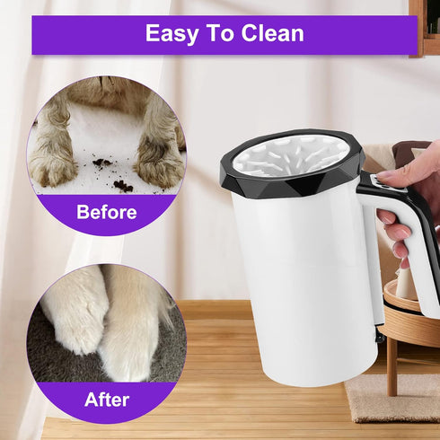 Rechargeable Automatic Dog Paw Cleaner, 2 in 1 Portable Pet Paw Washer with Soft Silicone Brush for Big Dogs Cats