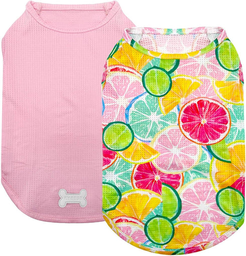 KYEESE 2 Pack Dog Shirts, Quick Dry Lightweight T-Shirts with Reflective Label, Sleeveless Vest for Small Dogs, Lemon