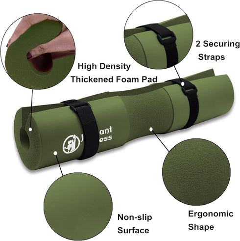 J Bryant Barbell Pad Set with 2 Ankle Straps, Thick Cushion Hip-Thrusts Pad, Carry Bag for Weight Lifting