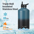 One Gallon Insulated Water Bottle with DIY Stickers, 128oz Large Sports Stainless Steel Jug, Triple Wall Vacuum Cold