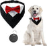 1 Piece Red Formal Dog Tuxedo Bandana with Bow Tie and Neck Tie for Dogs and Cats, L