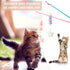 FJYXCHENXM 2 PCS Cat Wand Toy Interactive Cat String Toys Elastic Rope Plush Ball Star Pendant Cat Feather Toy Cat