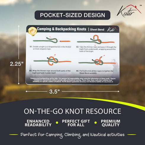 Outdoor Knots Mastery Guide, Essential Backpacking and Camping Pocket Size Knot Cards with Mini Carabiner