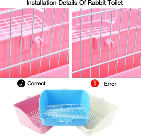 Set Rabbit Litter Box Bunny Potty Box Guinea Pig Hay Rack Feeder Rabbits Corner Litter Pan Potty Trainer Pet Toilet