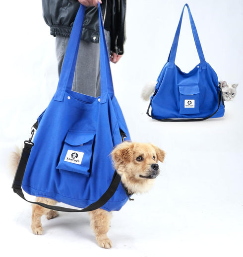 Cat Soft Travel Carrier Sling Bag, Pet Supplies for Nail Trimming, Color Blue Size XL, Adjustable Crossbody Strap
