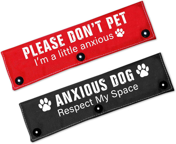 Please Don’t Pet Dog Leash Sleeve 2 Set for Rescue and Anxious Dogs, Includes Red and Black Sleeves