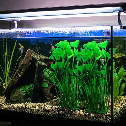 MyLifeUNIT Plastic Fish Tank Plants, 2 Pack Artificial Tall Aquarium Plants for Fish Tank Decor, 15.75 Inches (Green)