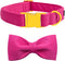 Maca Bates Dog Collar with Adjustable Rose Red Bow Tie, Solid Colors Breakaway Girly Pink Collars for Small, Medium,
