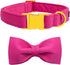 Maca Bates Dog Collar with Adjustable Rose Red Bow Tie, Solid Colors Breakaway Girly Pink Collars for Small, Medium,