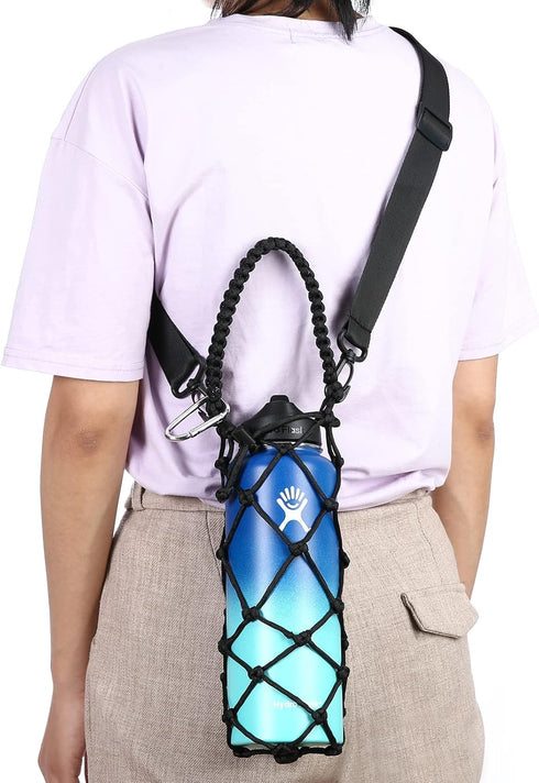 Water Bottle Carrier Strap, Wine Cup Holder for Sports Bottle Sling, Fits 17-25oz, 32oz-40oz, 64oz