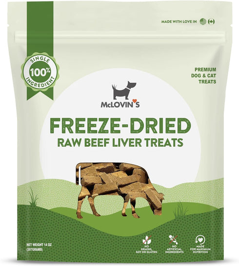 McLovin's Pet Freeze Dried Raw Beef Liver Dog Treats, 14 oz - Grain-Free, High-Protein, Healthy Treats