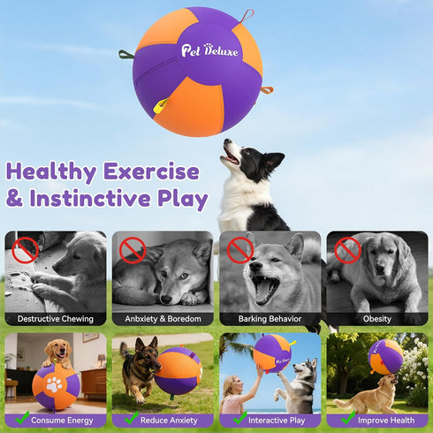 18" 60S Pet Deluxe Herding Ball for Large Dogs - Durable Interactive Herding Toy with Fast Pump in & Carry Handles