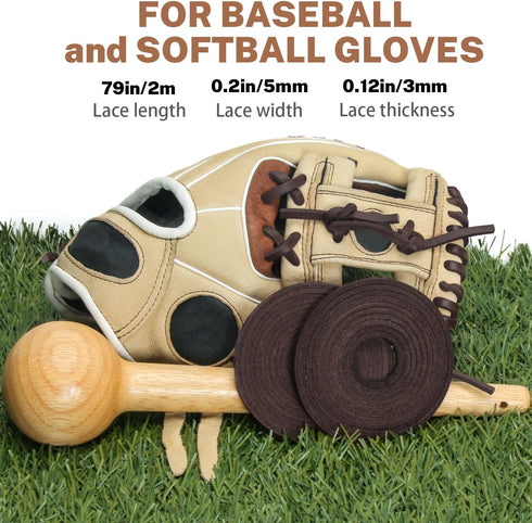 Softball Baseball Glove Lace - Mitt Lace Repair Kit with 2 Leather Laces and Lacing Needle for Catcher's Glove