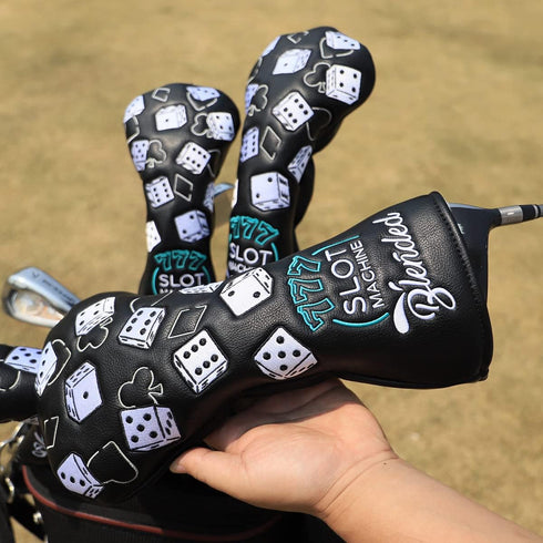 Golf Club Covers, Leather Lucky 777 Blade Putter Headcover, Driver Covers, Fairway Wood, Hybrid Head Cover, 3 Wood